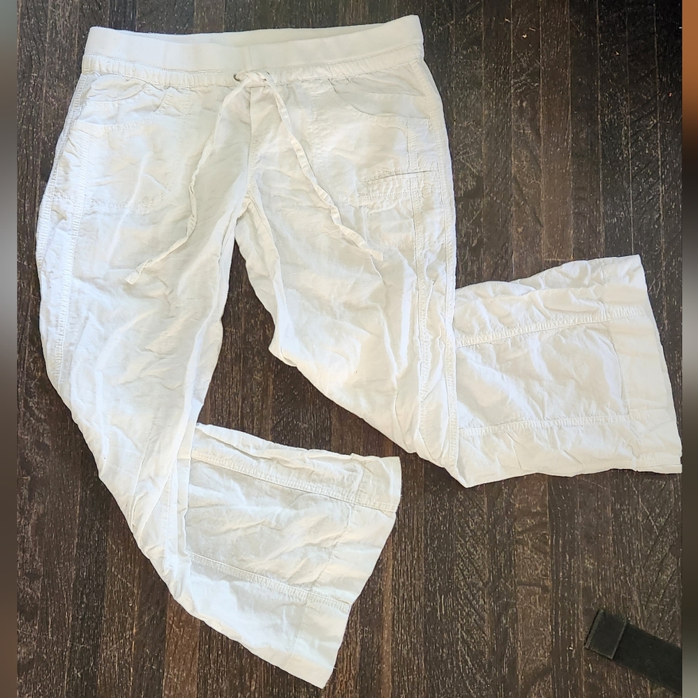 Size L Linen blend wide leg flare pants
